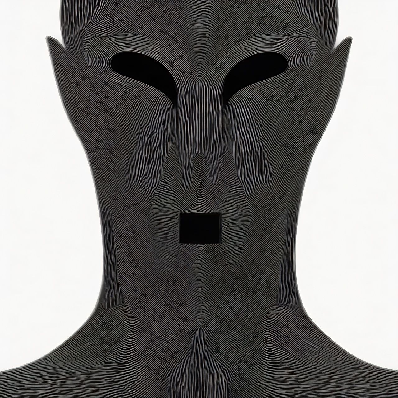 Creepy Vantablack Demon Portrait in Mondrian Style