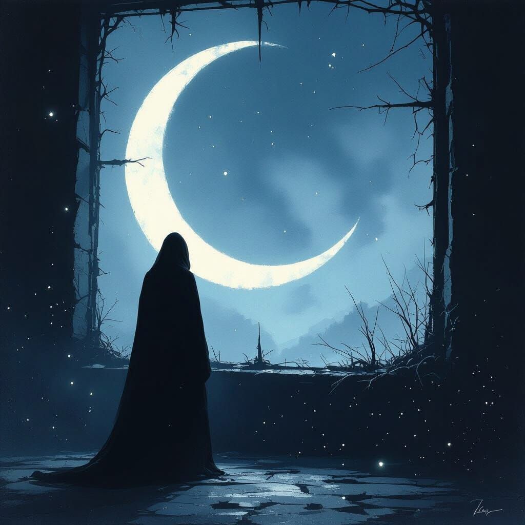 Solitary Figure in Window Light, Mystical Atmosphere