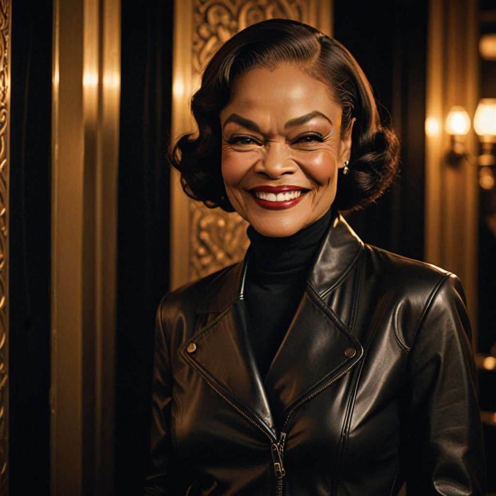 Eartha Kitt Smiling in Art Deco Style