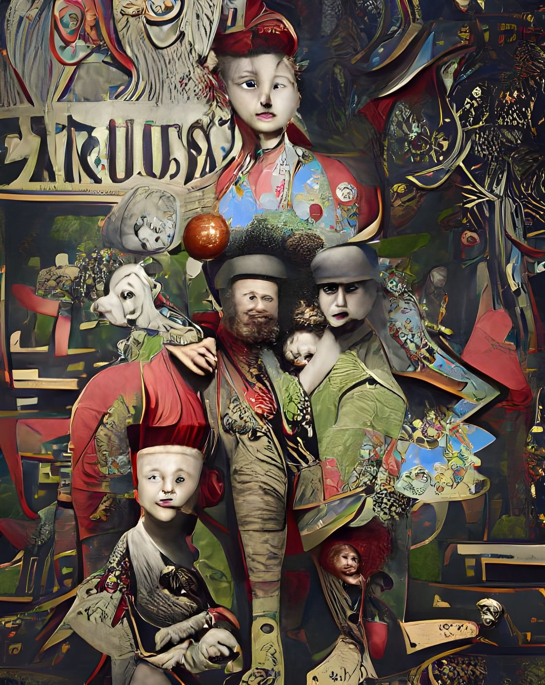 Colorful Circus Family in Surreal Autochrome Style