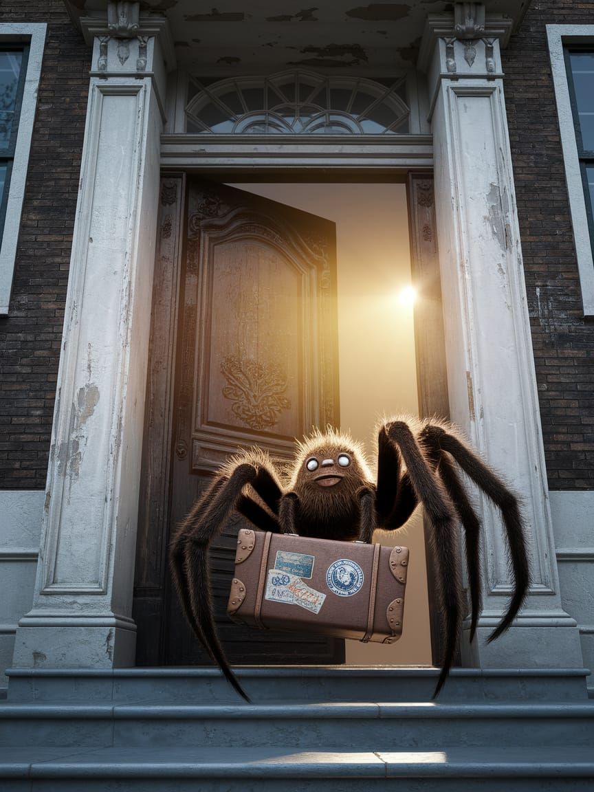 Anthropomorphic Spider in Amsterdamse School Doorway