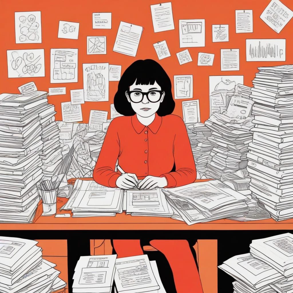 Woman Overwhelmed by Bureaucratic Red Tape