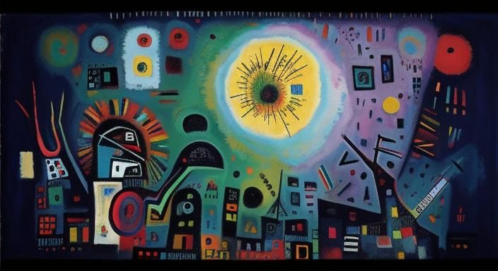 Abstract Impasto Painting in Kandinsky and Basquiat Style