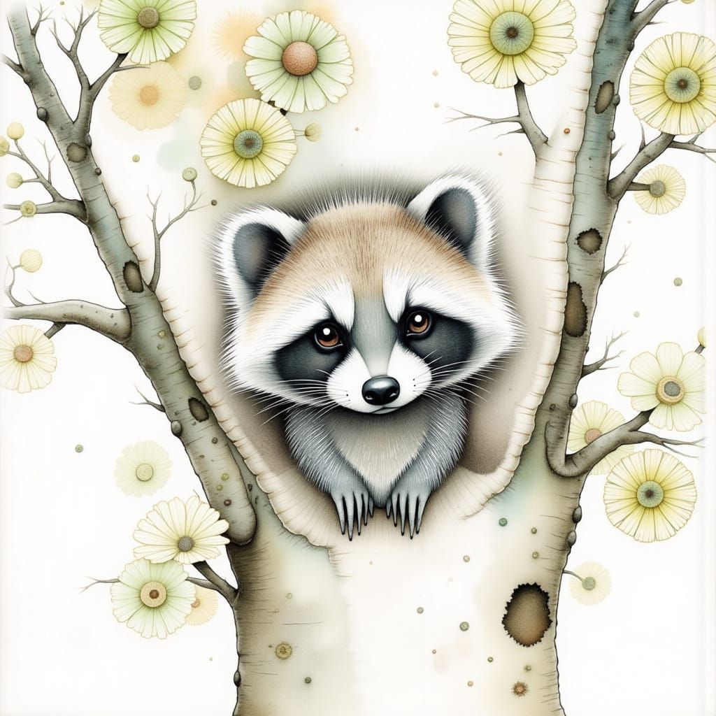 raccoon in a tree