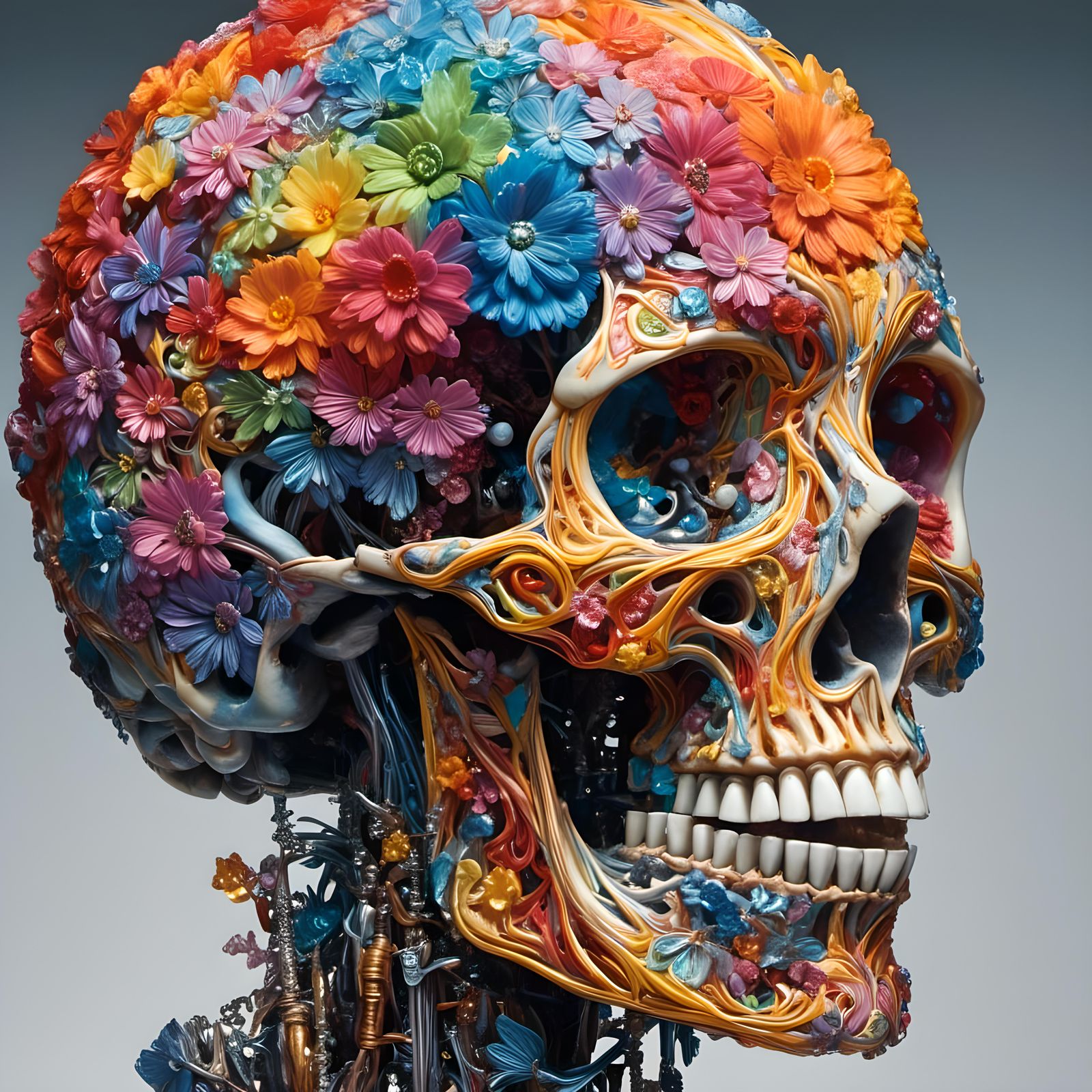 Crystallized Brain with Shining Crystal Details