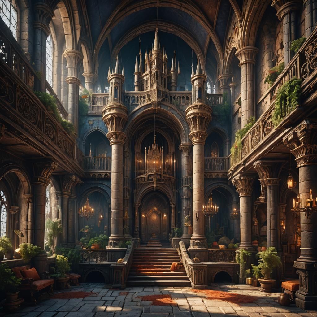 Fantastical Castle Interior in Detailed Matte Painting