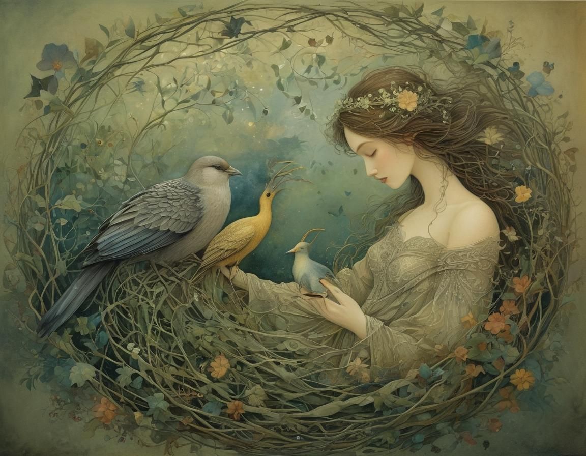 Intricate Home Illustration in Expressionist Style