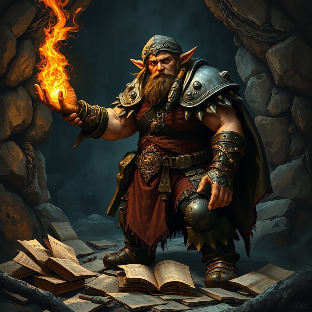 Heavy Female Hill Dwarf Cleric in Dark Cave