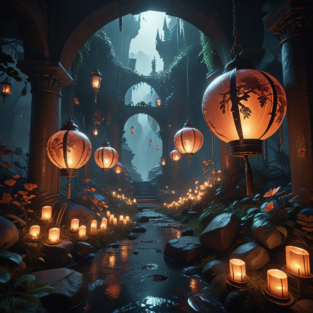 Enchanted Realms: A Dreamlike Fantasy Scene in Cinematic HDR
