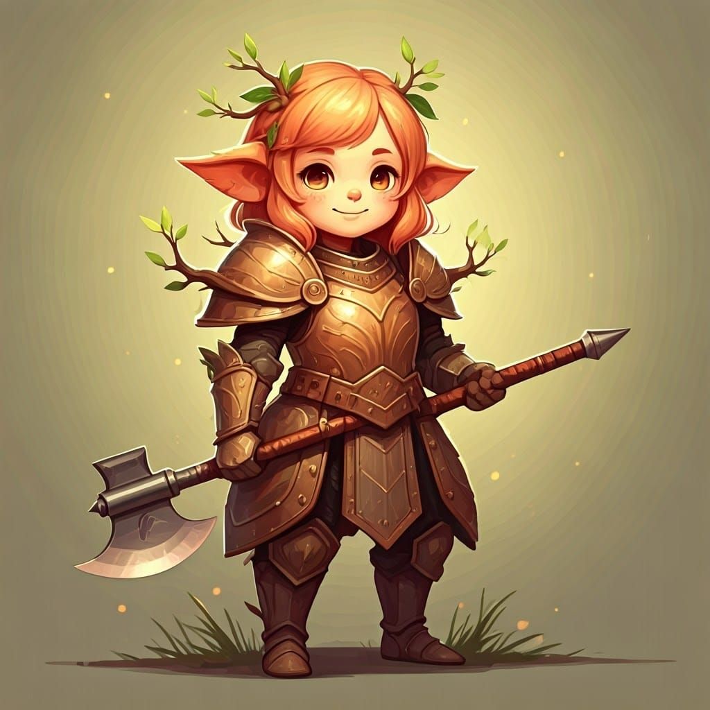 Adorable Peachchild Leshy Warpriest in Comic Book Style
