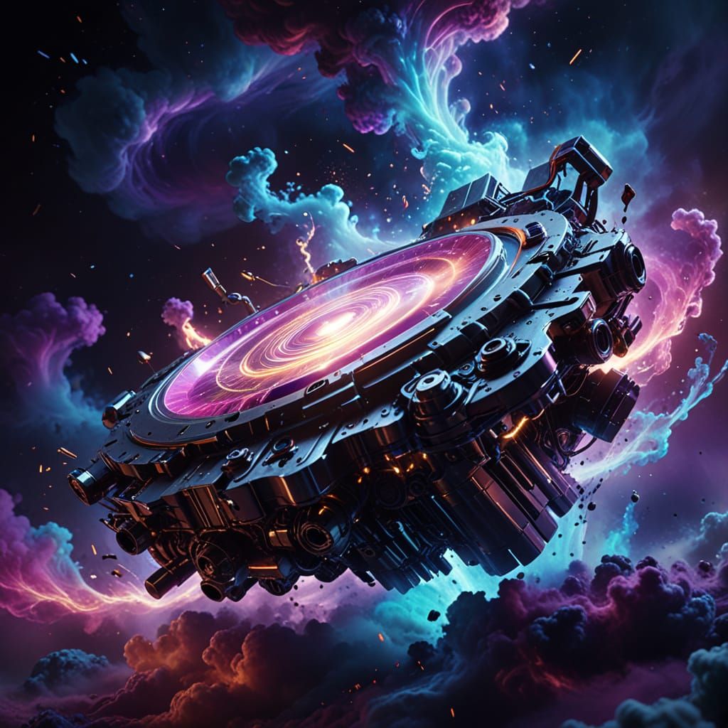 Liquid Music Cloud in Swirling Nebula