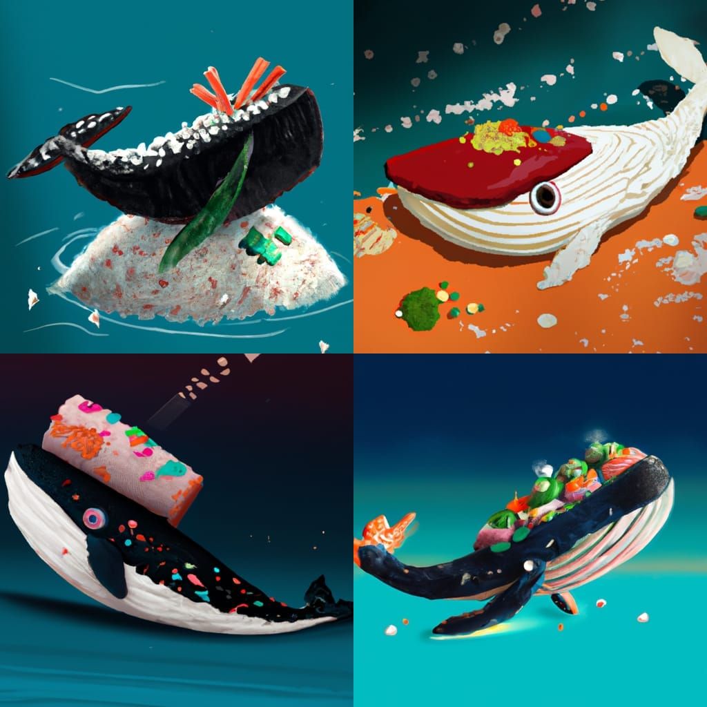 Cute Sushi Whale Fantasy Concept Art