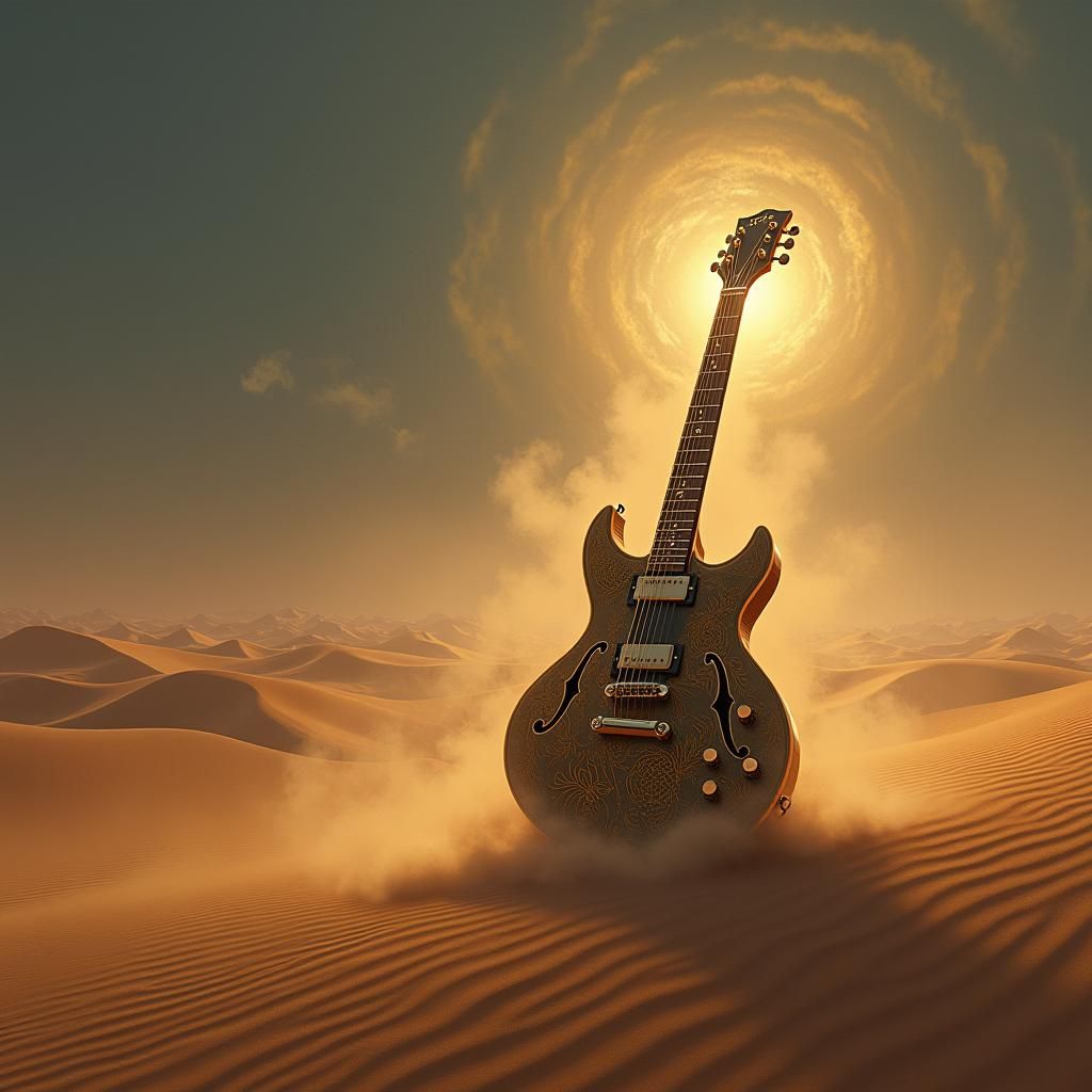 Ornate Guitar Amp in Endless Desert, Atmospheric Style