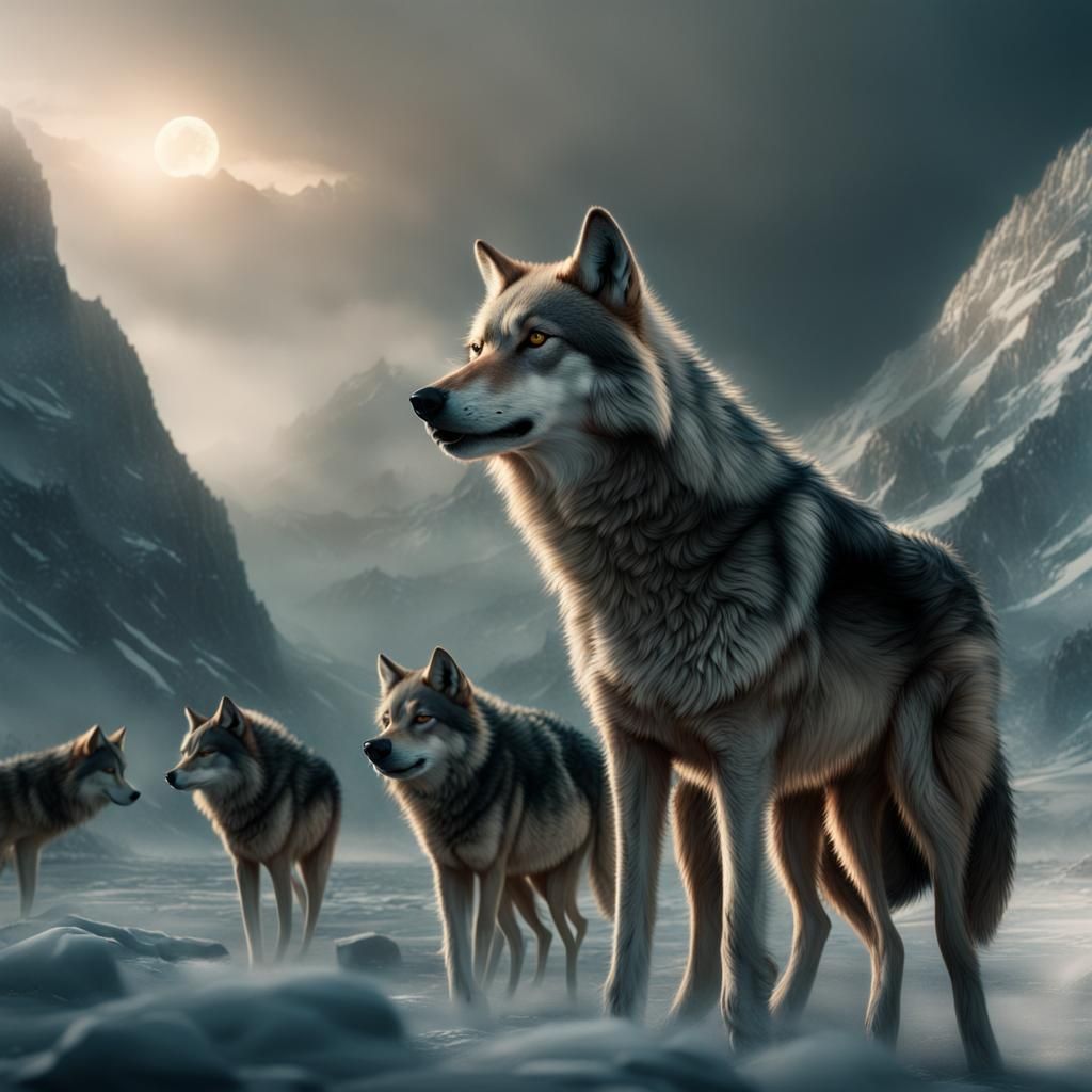 Epic Wild Magic Wolf Pack in Digital Painting