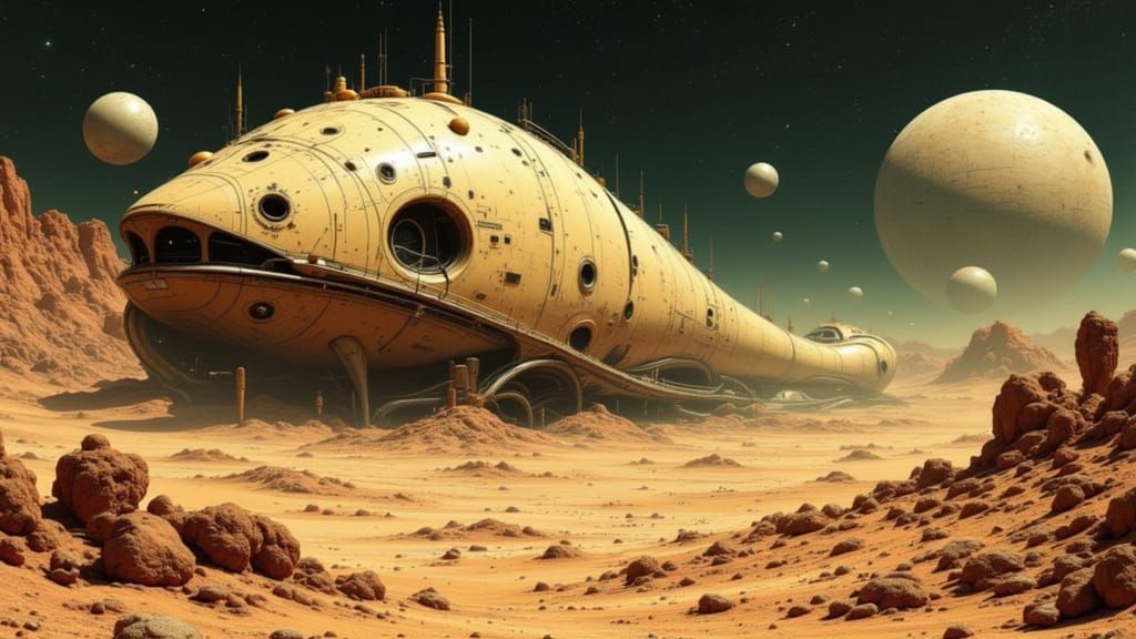Gargantuan Alien Dwellings in Sci-Fi Desert