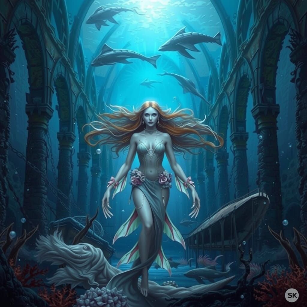Majestic Sea Goddess in Sunken Cathedral
