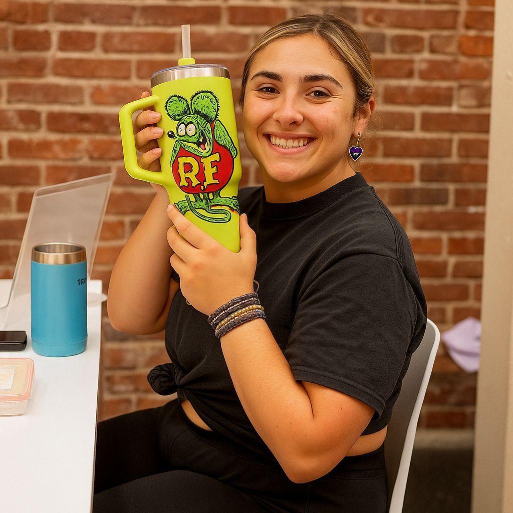 Rat Fink Cartoon on Yellow Mug Image