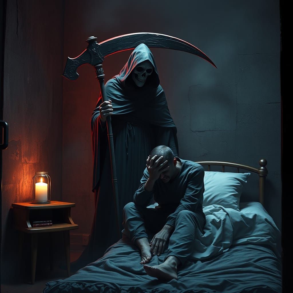 Grim Reaper Visits Prisoner in Matte Painting