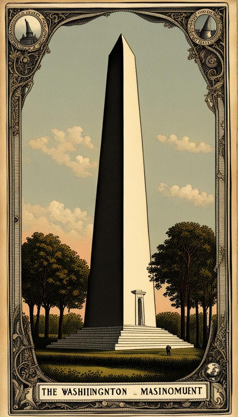 Washington Monument as 1800s Tarot Card