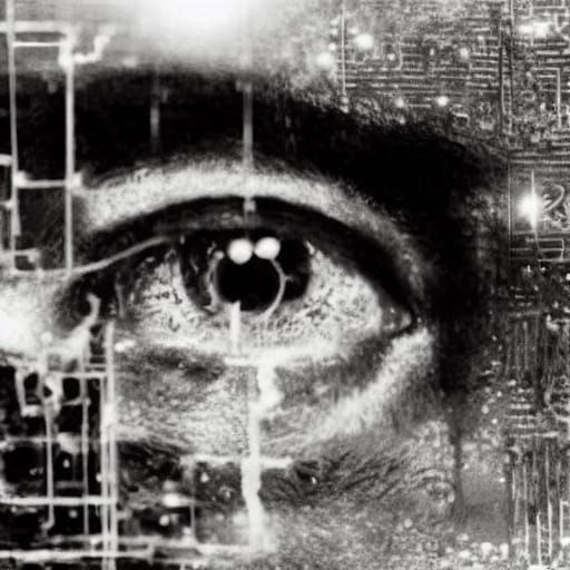 Electronic Landscapes in Grainy Black and White