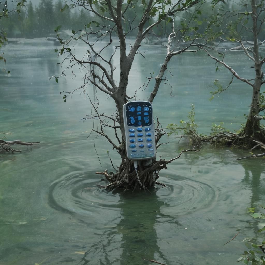 Emerald Lake TV Remote: Hyperrealistic Splash Art