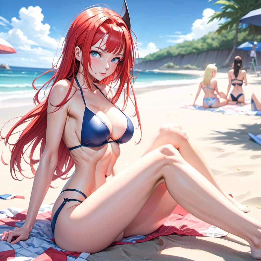 Two Women in Bikinis at the Beach