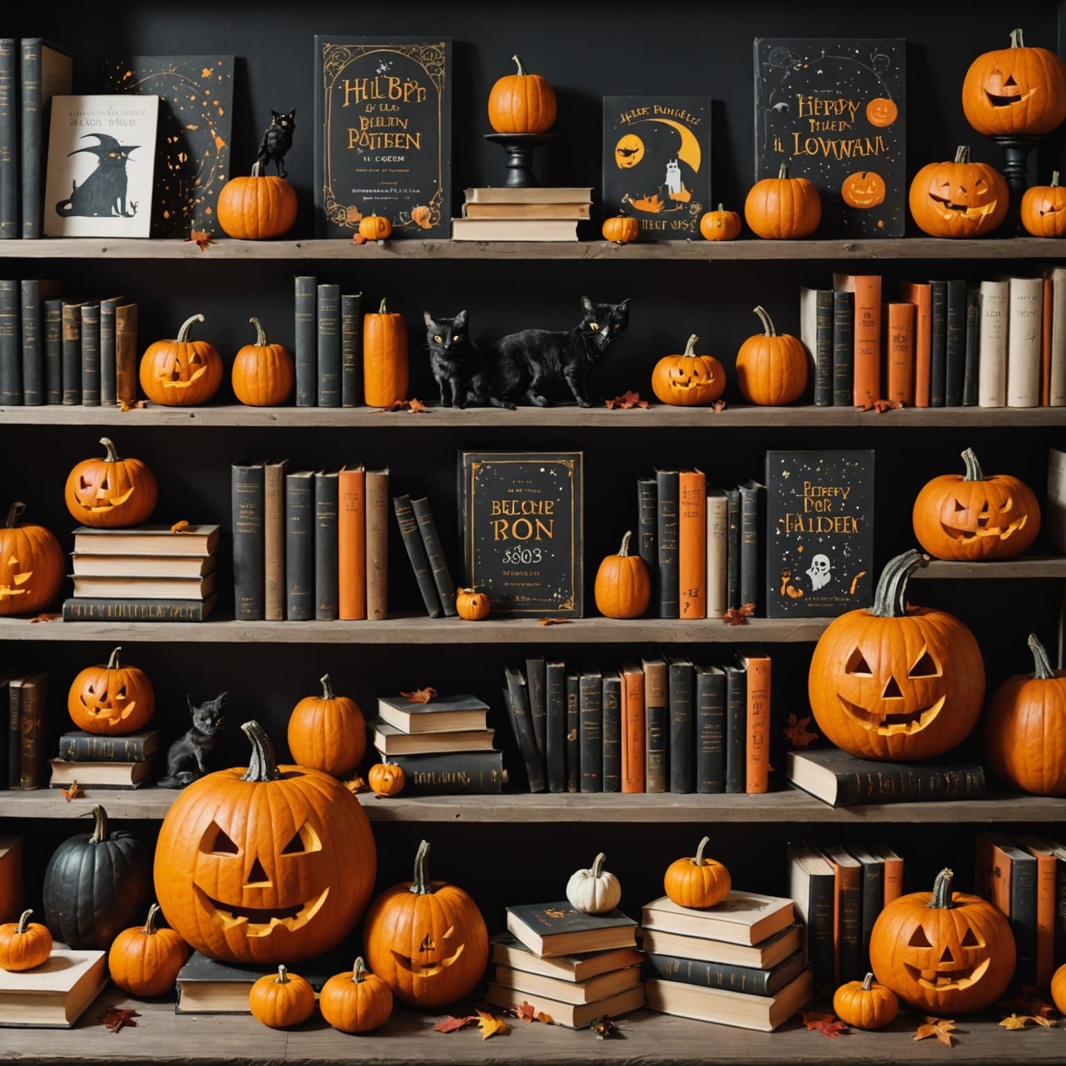 Halloween Scene Overflowing With Books