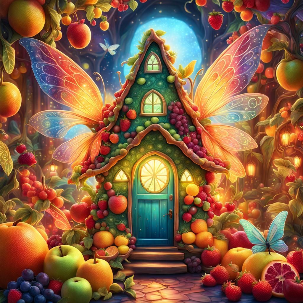 Magical Fairy Fruit House: Digital Art Masterpiece