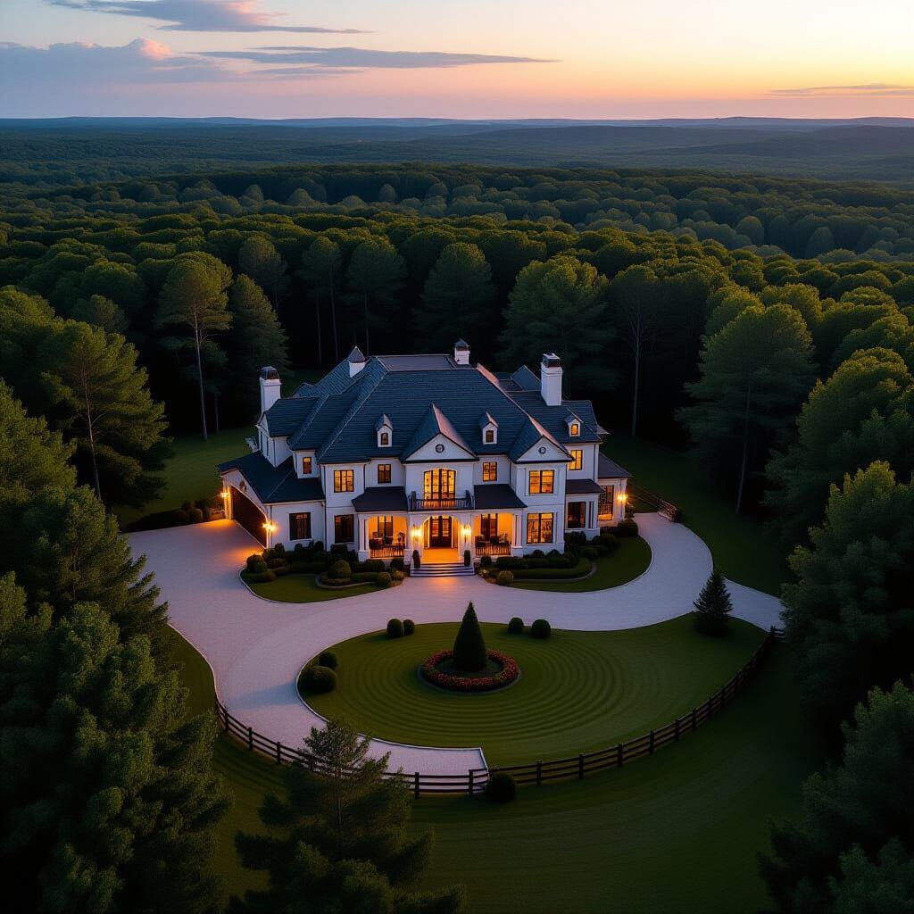 Luxurious Forest Mansion Ranch in Cinematic Style