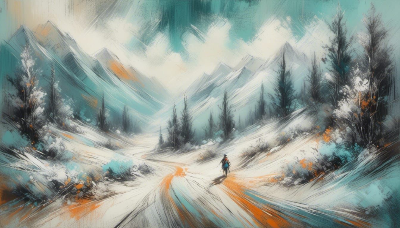 Blizzard Trek: A Chalk Fantasy Landscape