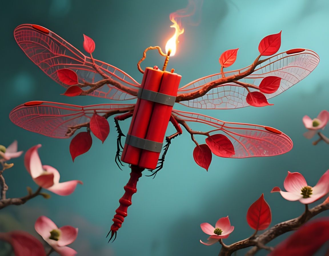 Dynamite Dragonfly with Dogwood Wings, Fantasy Creature