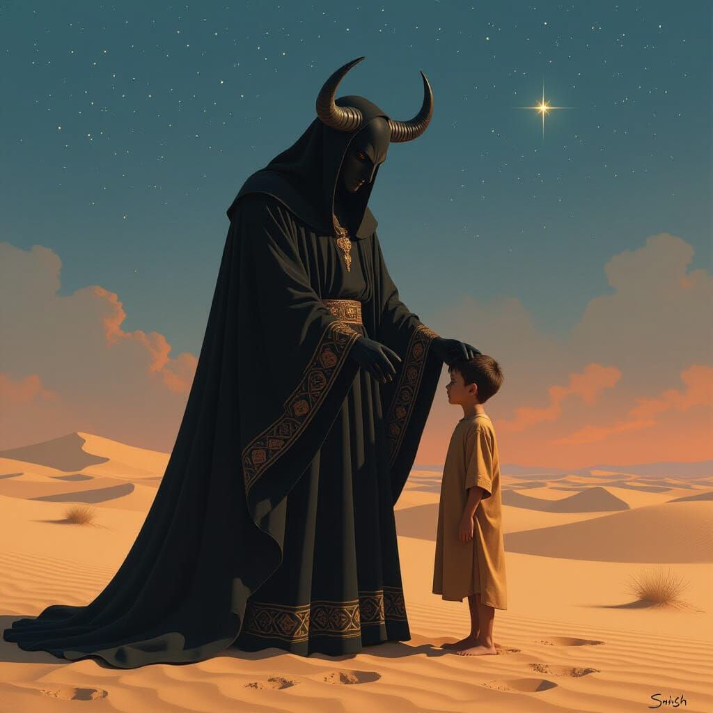 Mystical Desert Encounter: Bull-God and Boy