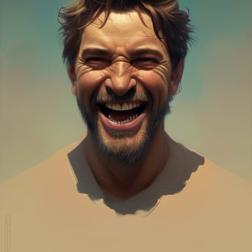 Worlds Happiest Man Portrait, Detailed Lighting