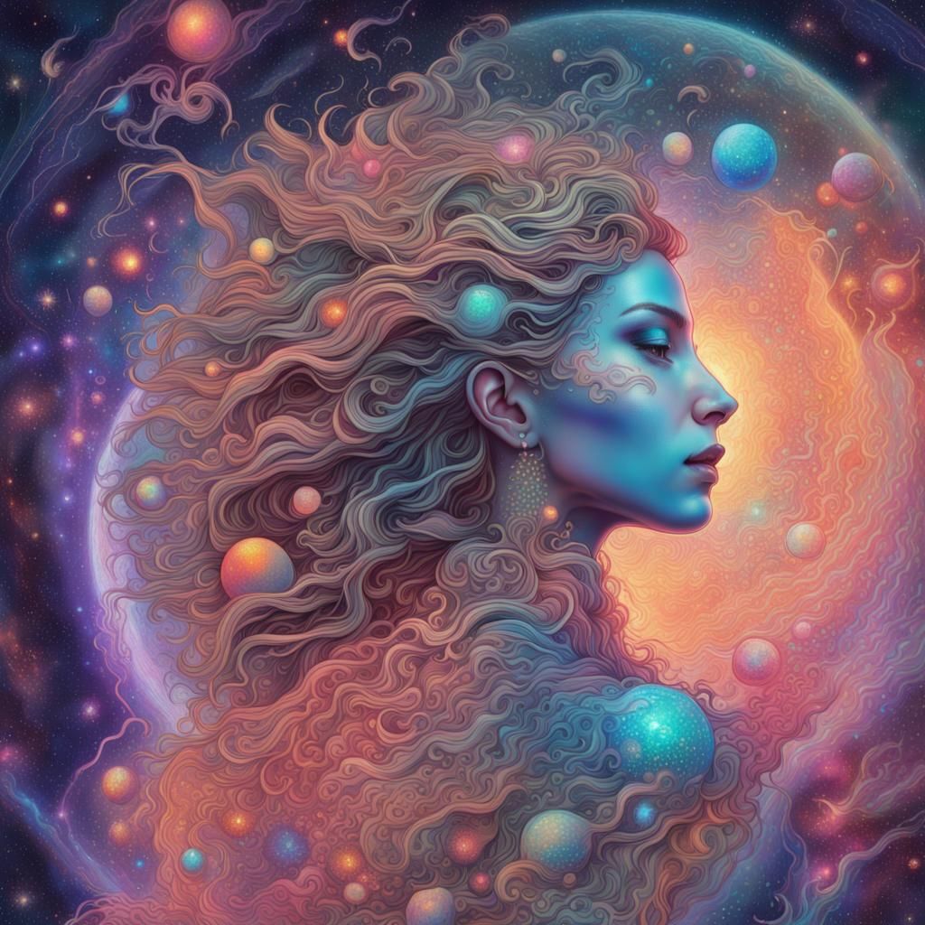 Astral Cosmic Illustration in Mixed Media