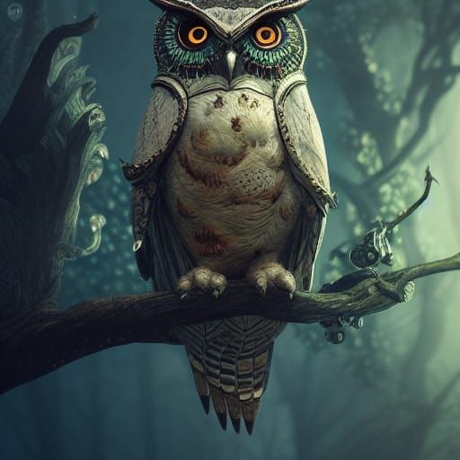 Ornate Owl Creature Portrait in Gothic Fantasy Style