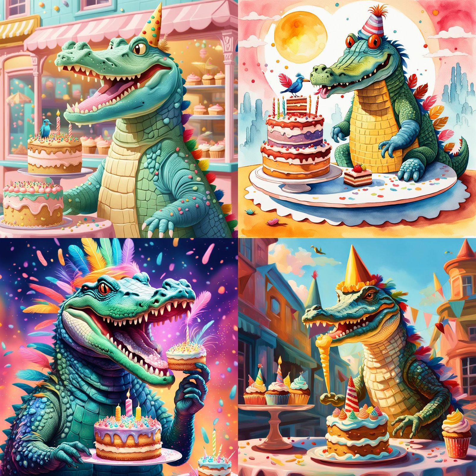 Surreal Crocodile Eats Cake, Merging Two Worlds