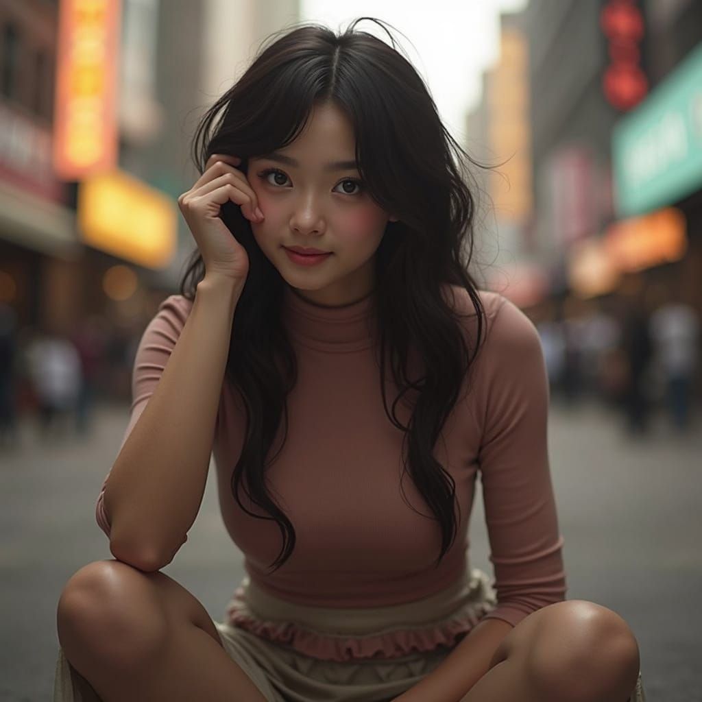 Elegant Young Woman in Pastel Hues and Soft Lighting