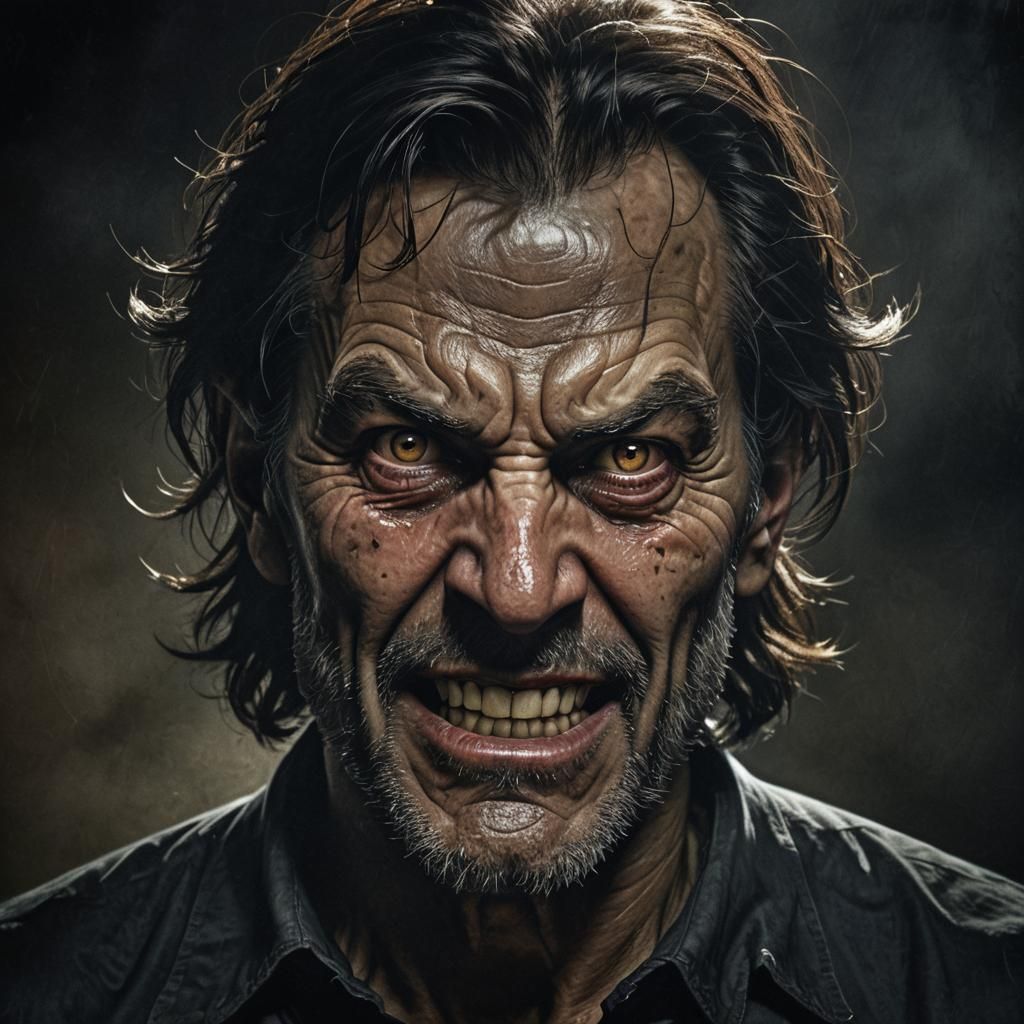 Menacing Portrait of Evil Person in Dramatic Lighting