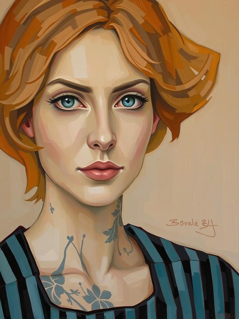 Elegant Woman Portrait in Impressionist Style