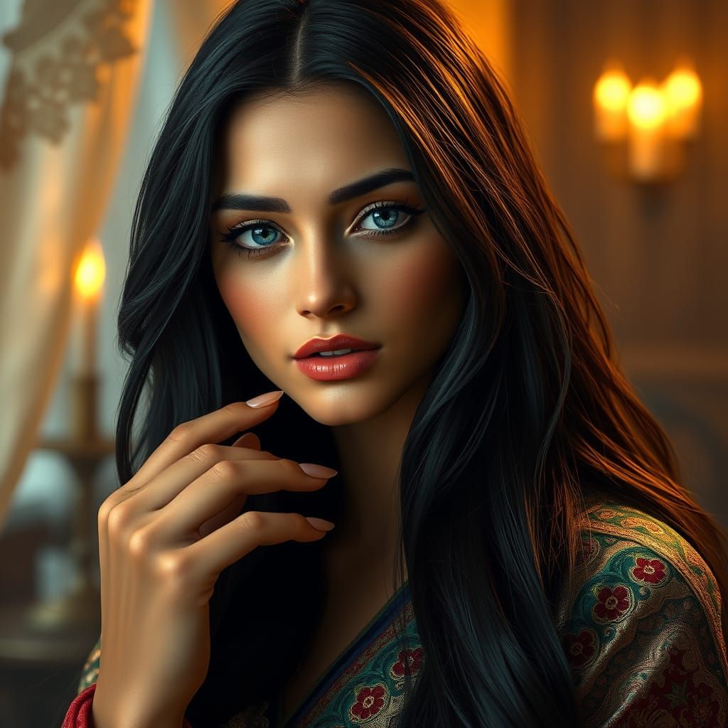 Elegant Persian Princess in Traditional Attire