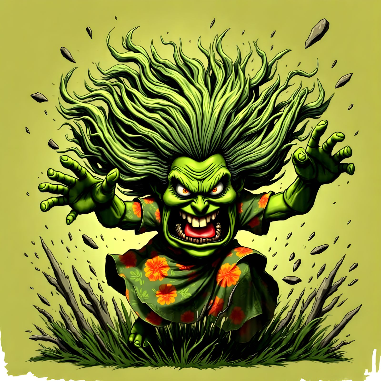 Claymation Green Meany Screaming Angrily