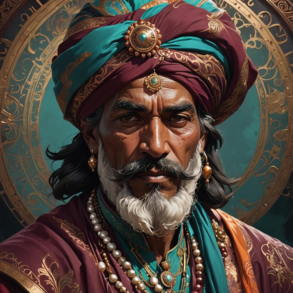 Indian Man Portrait in Pencil Sketch Style