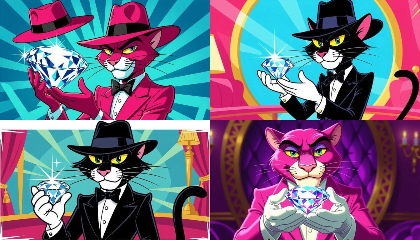 Pink Panther Gleaming with Diamond Treasure