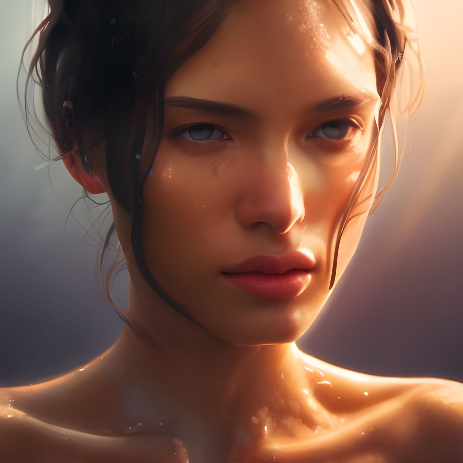 Underwater Portrait in Hyperrealistic Style