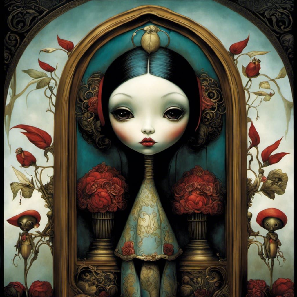 Ethereal Doll in Gothic Surrealism Style