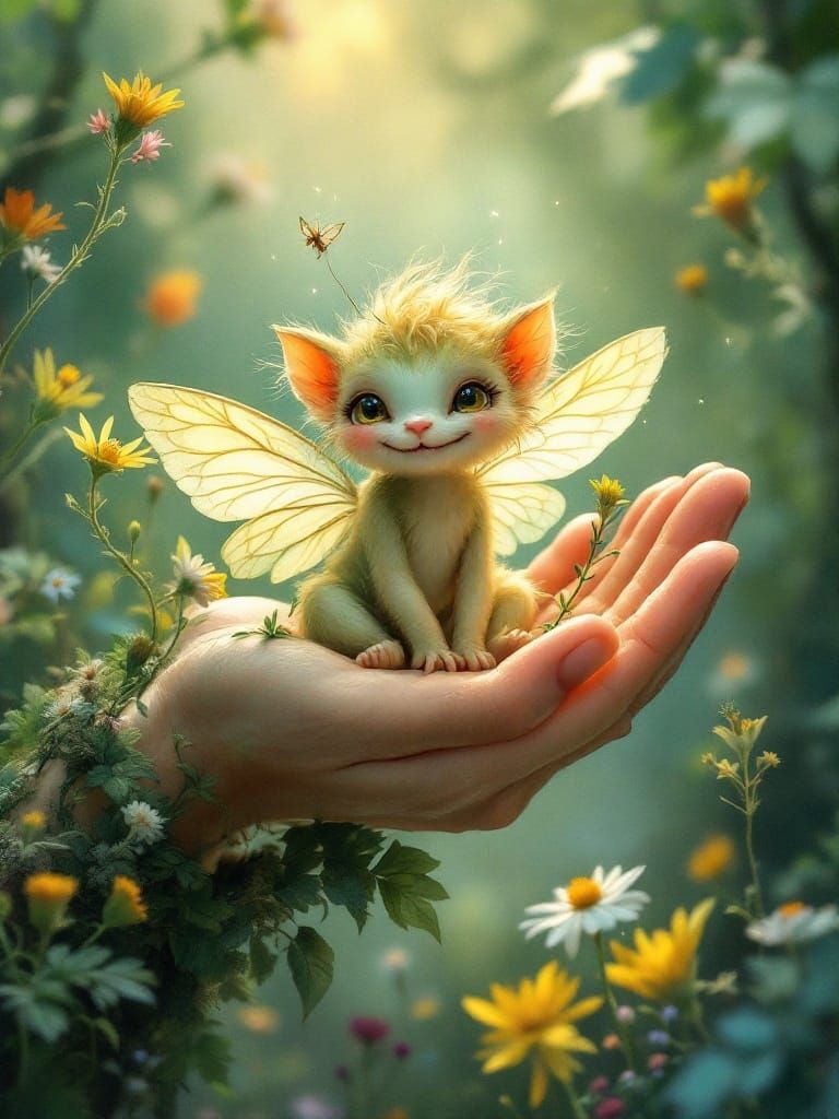 Whimsical Forest Sprite in Gentle Light