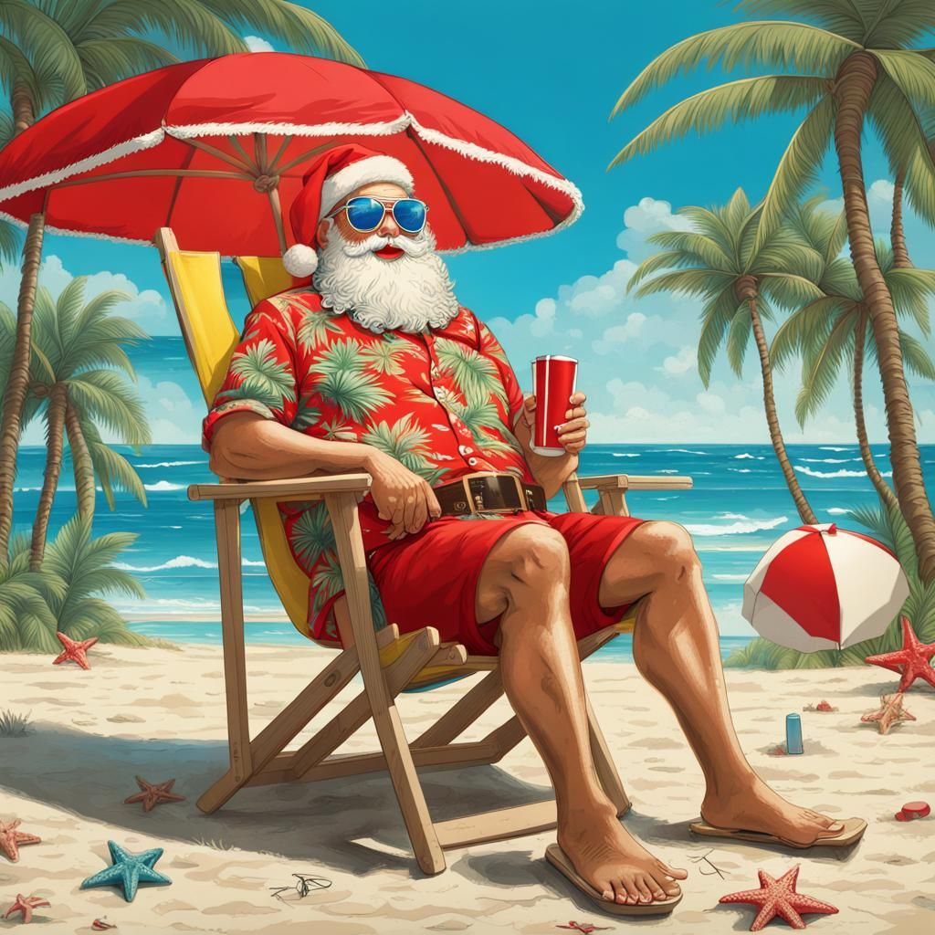 Santa Claus on Vacation in the Tropics