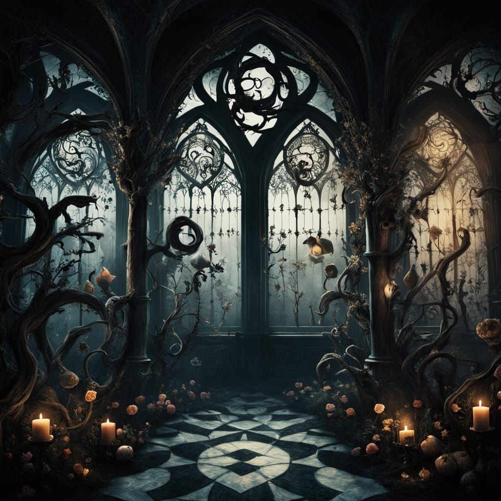 Alice in Wonderland in Dark Fantasy Tim Burton Style