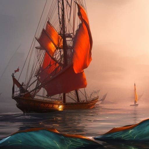 Chinese Junk Sailboat Concept Art