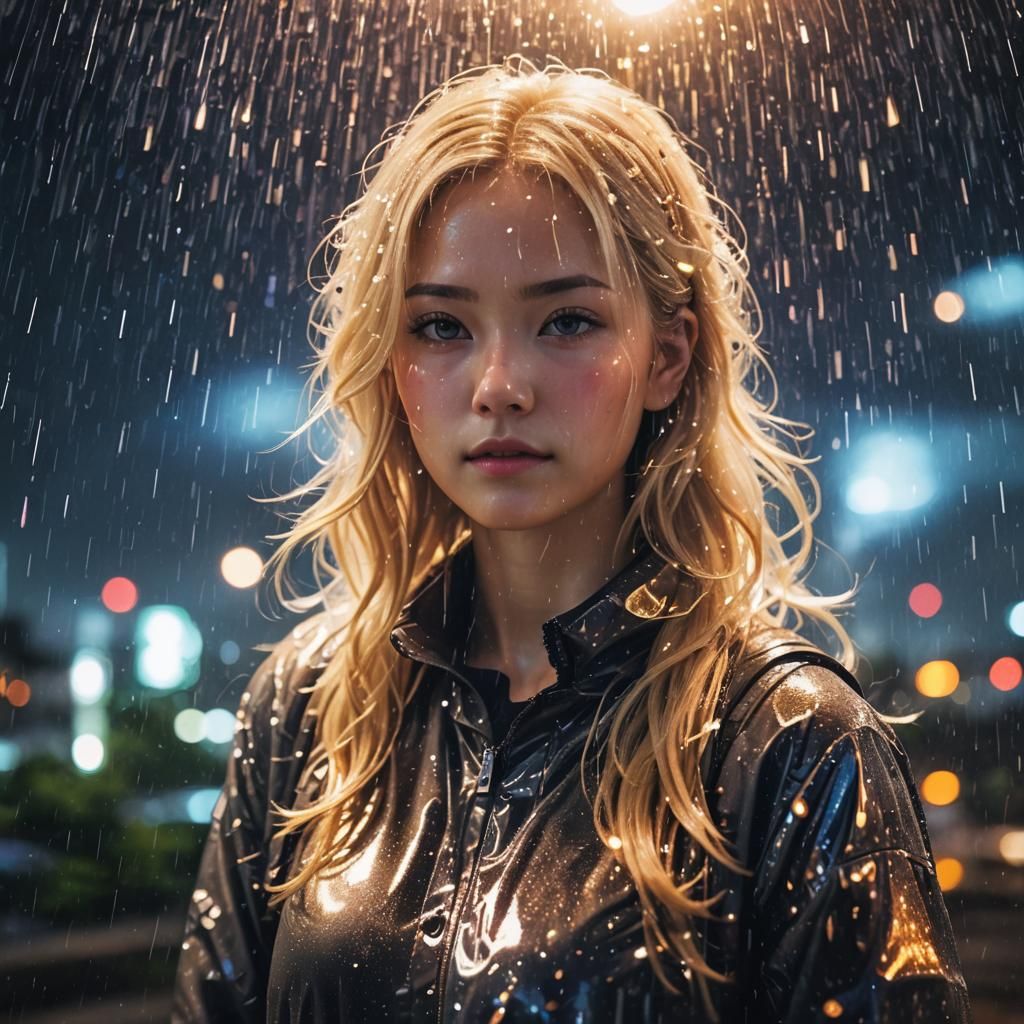 Nebula Night Rain: Double Exposure Portrait